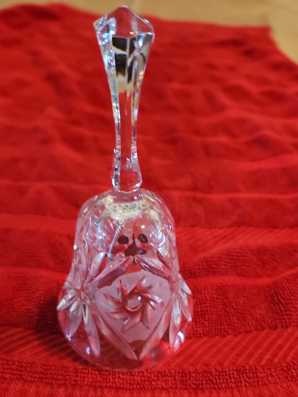 24% Lead Crystal Hand Bell - Decorative Cut Glass Home Accent 5" Tall